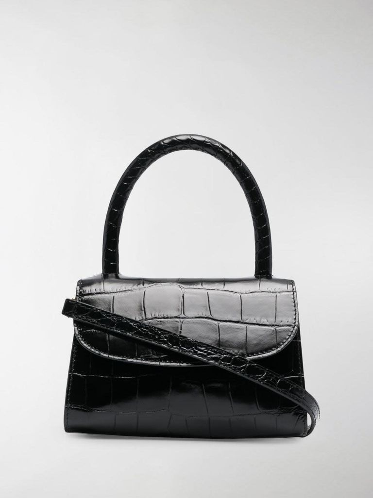 Circular Handbag In Crocodile Print Leather