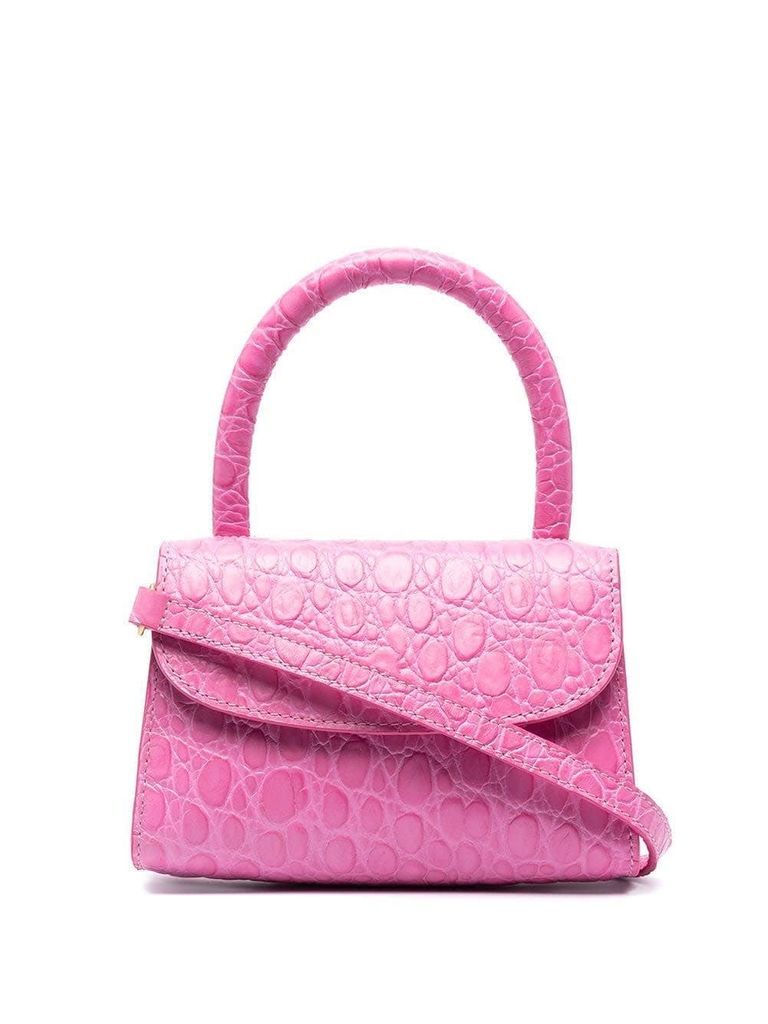 Circular Mini Handbag In Crocodile Print Leather