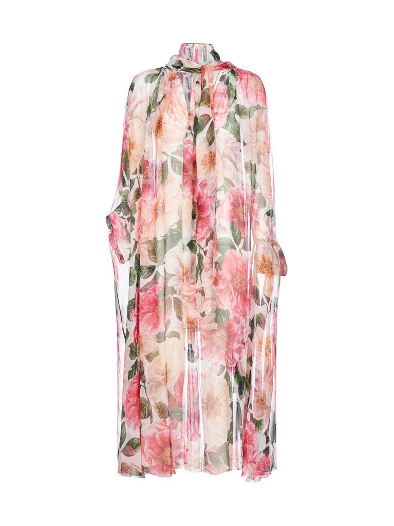 Camellia-print Silk Kaftan Dress