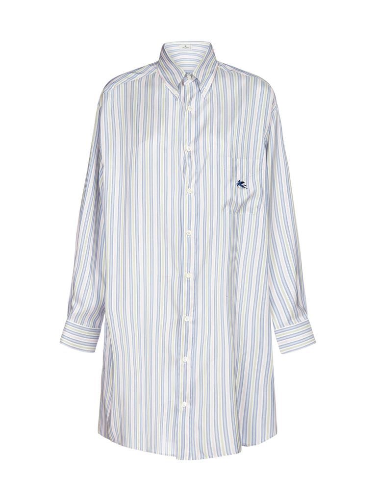 Ge01 Pegaso Striped Silk Shirt-dress