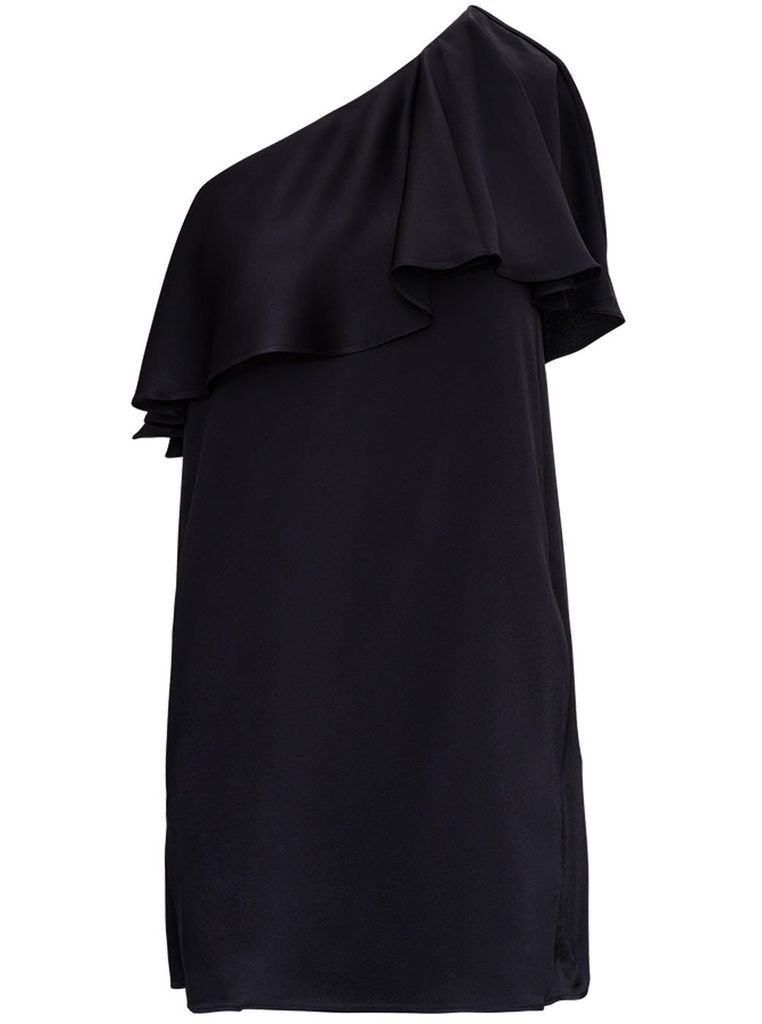 One Shoulder Silk Satin Dress With Ruffles