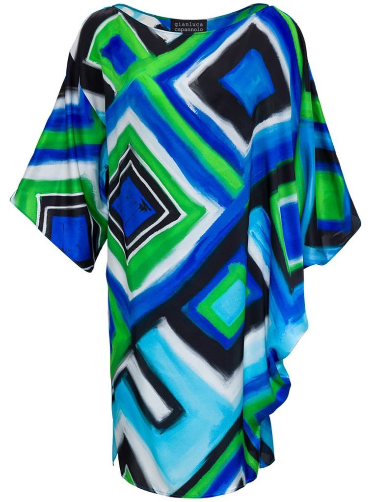 Geena Geometic Dress In Multicolor Silk