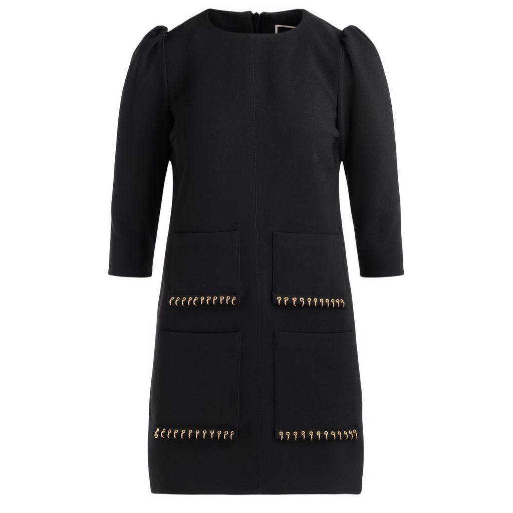 Dress By Elisabetta Franchi In Crêpe Double Black With Gold Rings