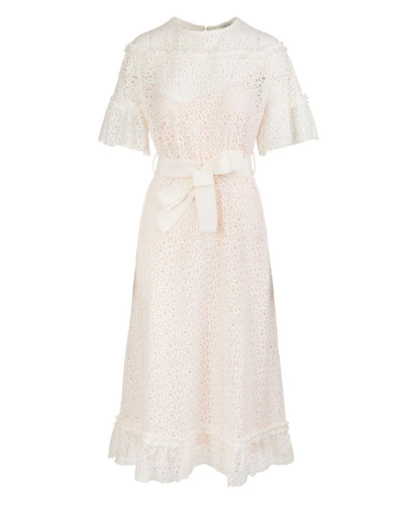 Panna White Embroidered Midi Dress