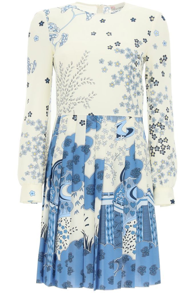 Oriental Toile De Jouy Print Short Dress