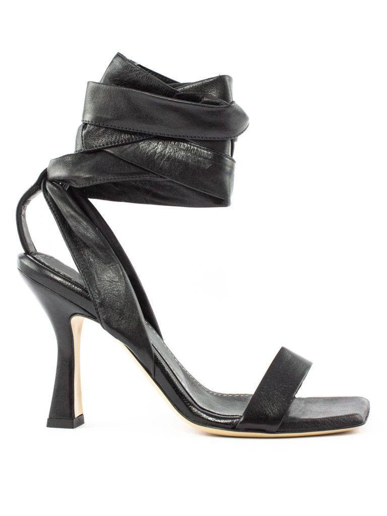 Giuliana Black Leather Sandal