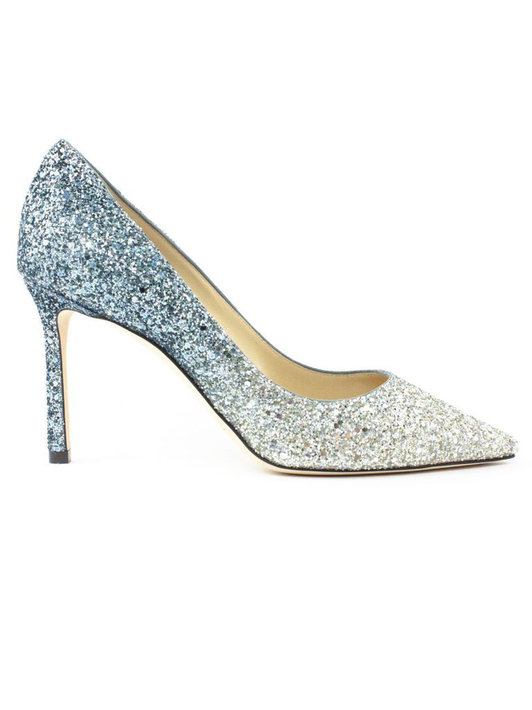 Blue And Silver Glitter Pumps