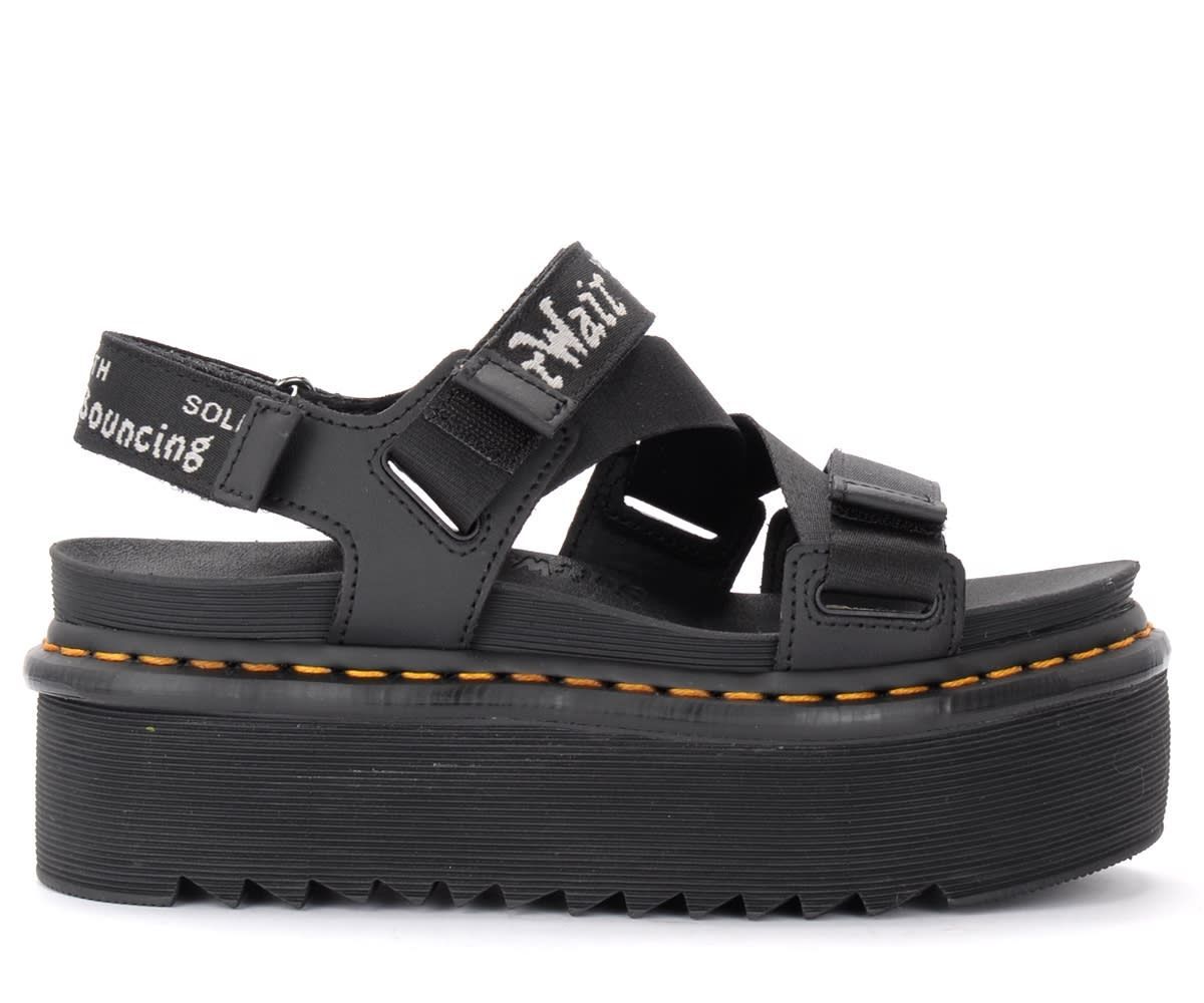 Kimber Sandals In Black Leather With Maxi Platform