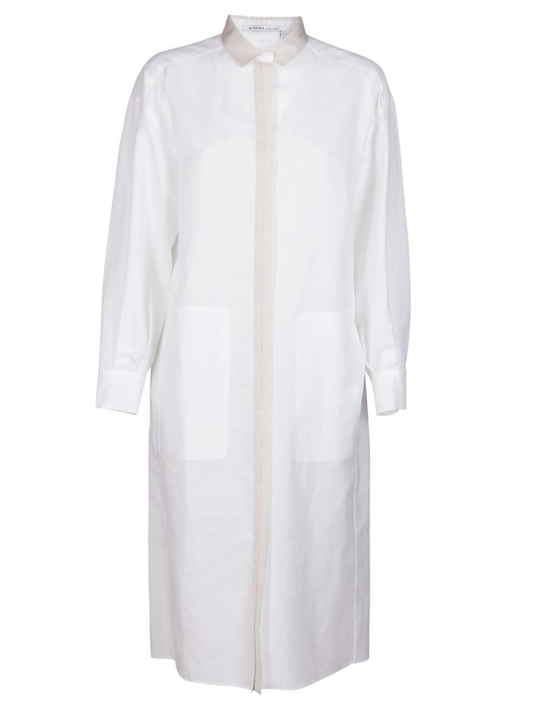 White Cotton-linen Blend Shirt Dress
