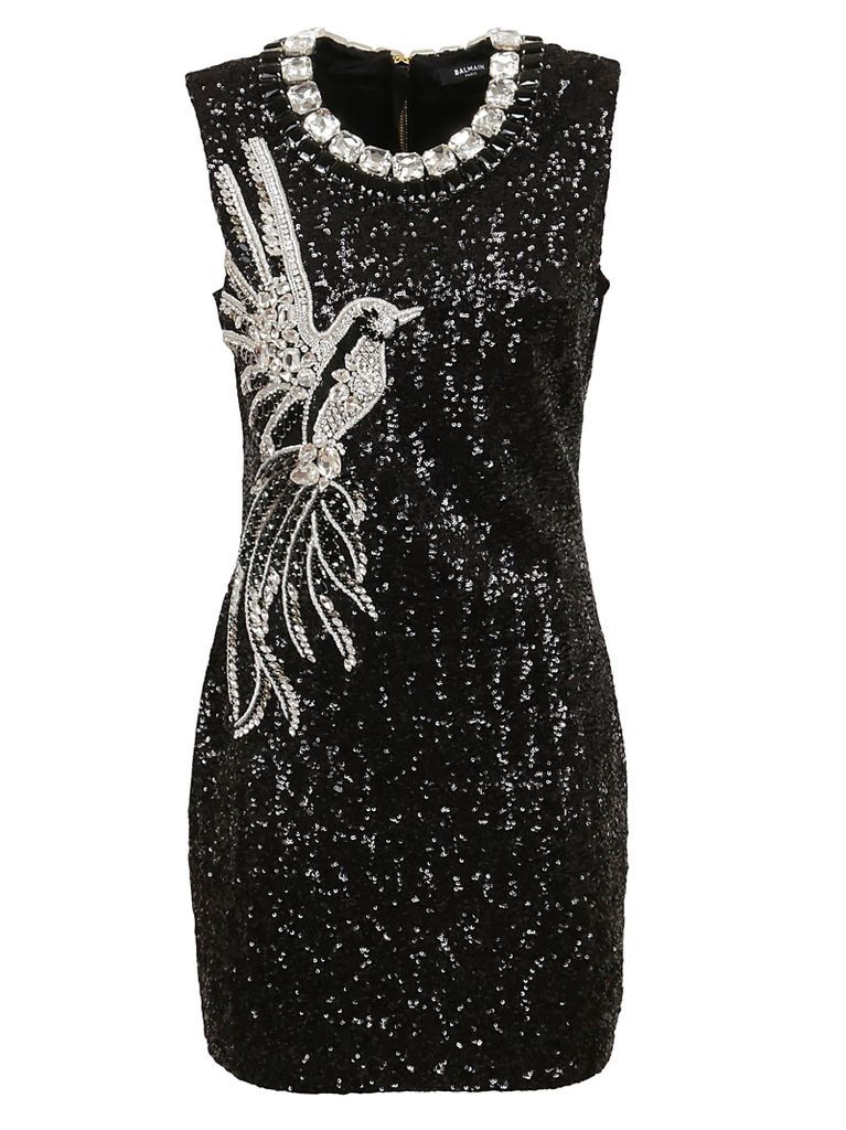 Short Sleeveless Embroidered Dress