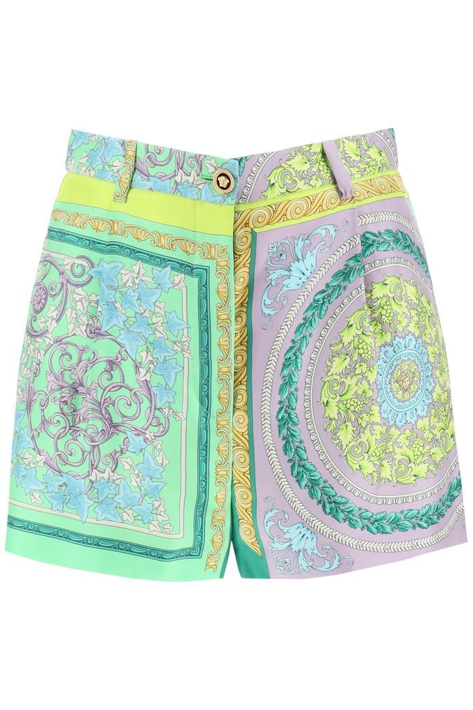 Barocco Mosaic Print Silk Shorts