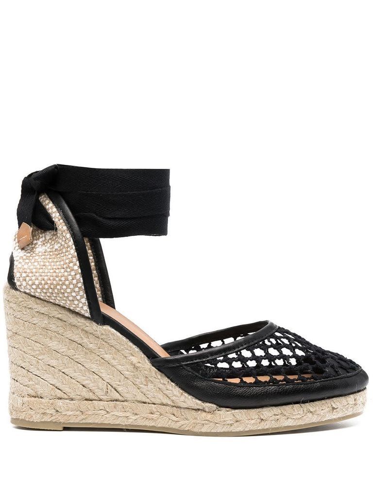Leather And Rafia Perforated Espadrilles