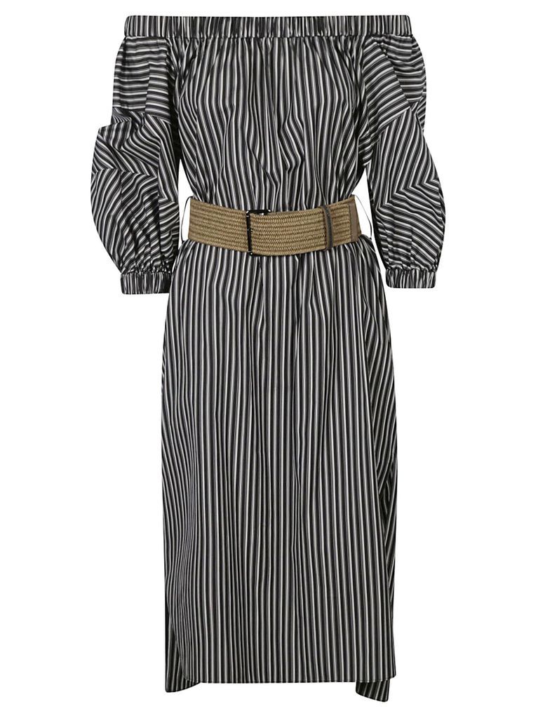 Stripe Print Off-shoulder Dress