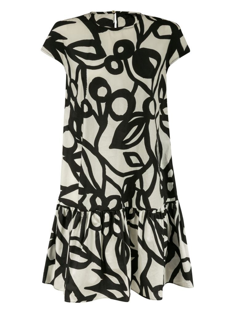 Capped Sleeve Printed Dress