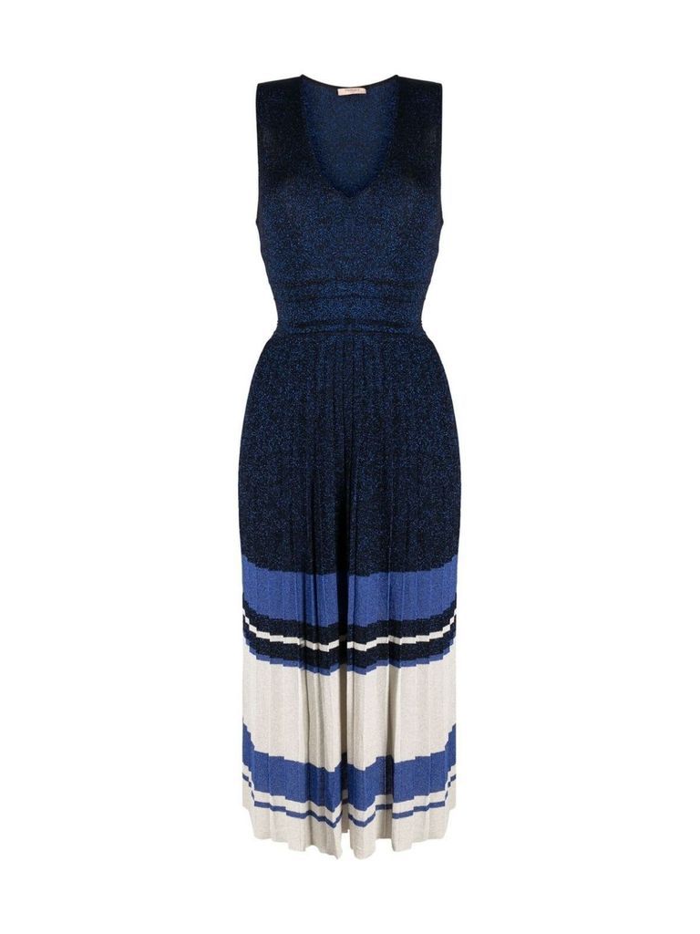 Long Sleeveless Dress W/pleated Lurex Skirt TwinSet