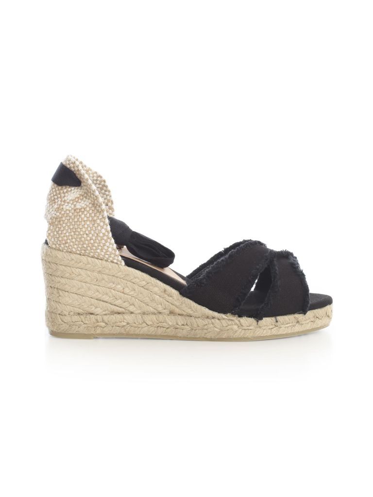 Canvas Crossed Espadrilles W/lace On Ankle
