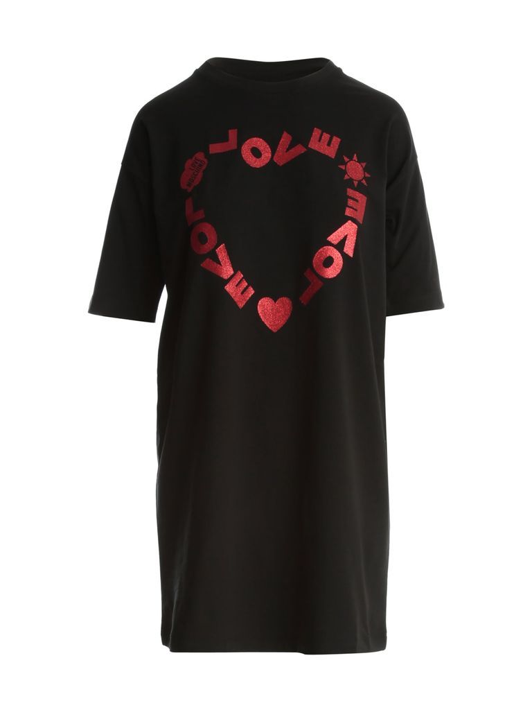S/s Dress W/love Heart Print