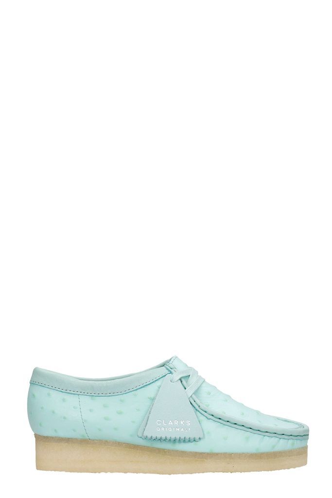 Wallabee Lace Up Shoes In Green Leather