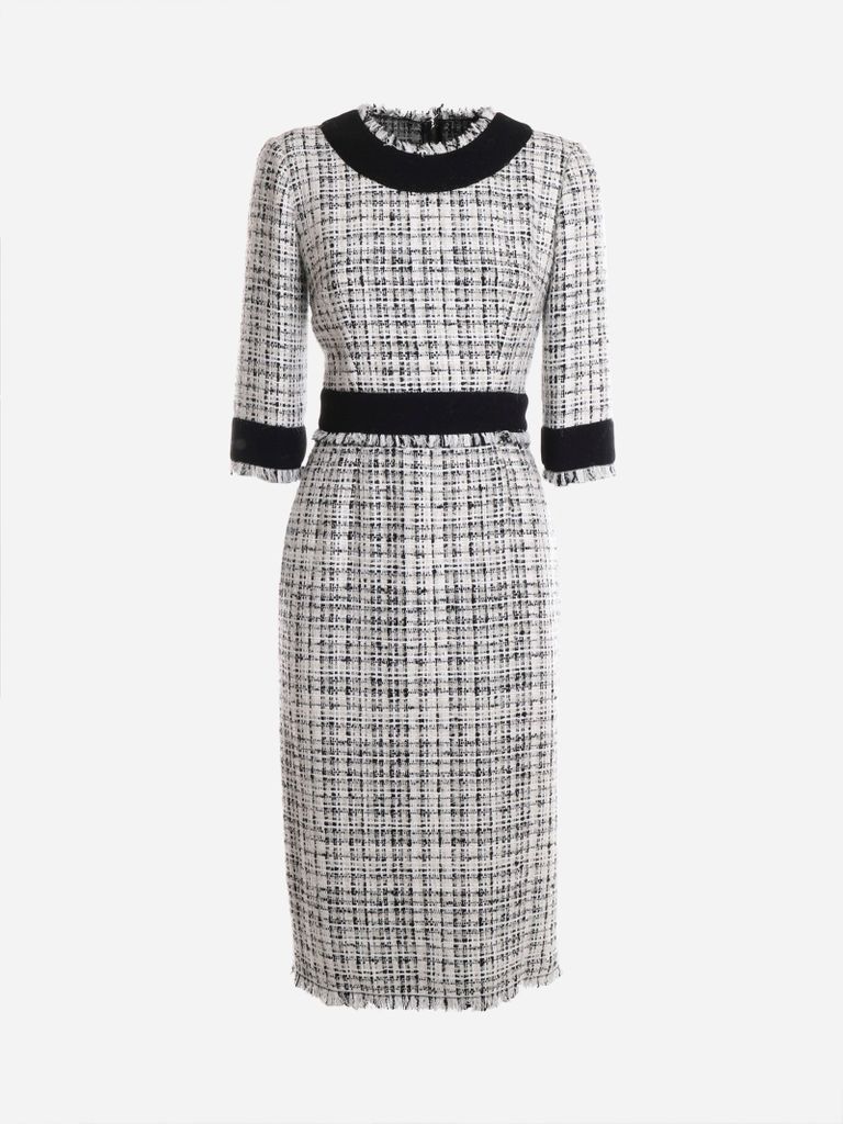 Longuette Dress In A Mix Of Black And White Yarns