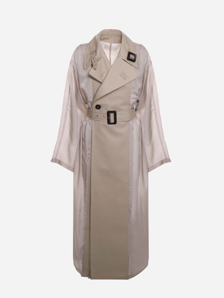 Cotton Trench Coat With Cupro Inserts