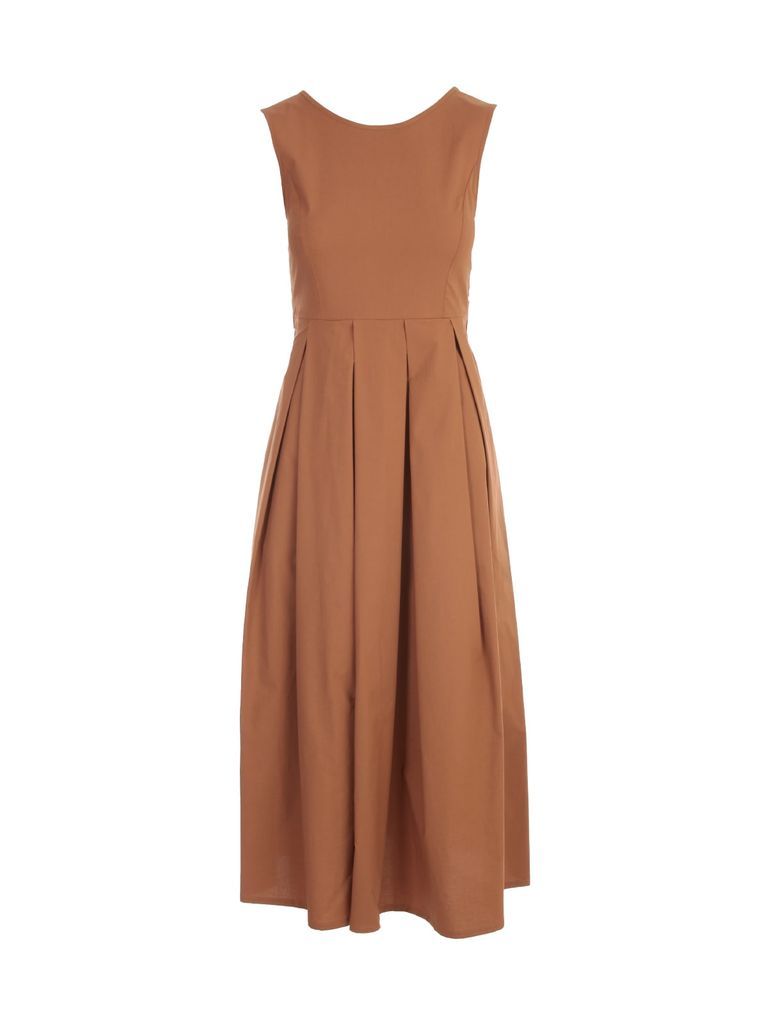Long Sleeveless Dress W/pleated Skirt