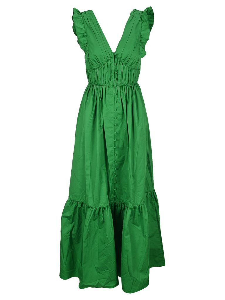 Self Portrait Green Cotton Midi Dress