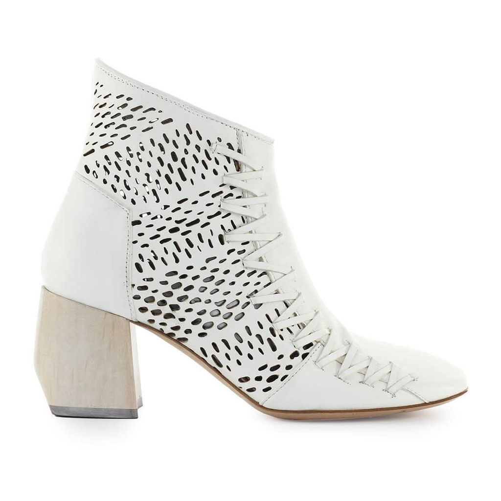 White Perforated Ankle Boot