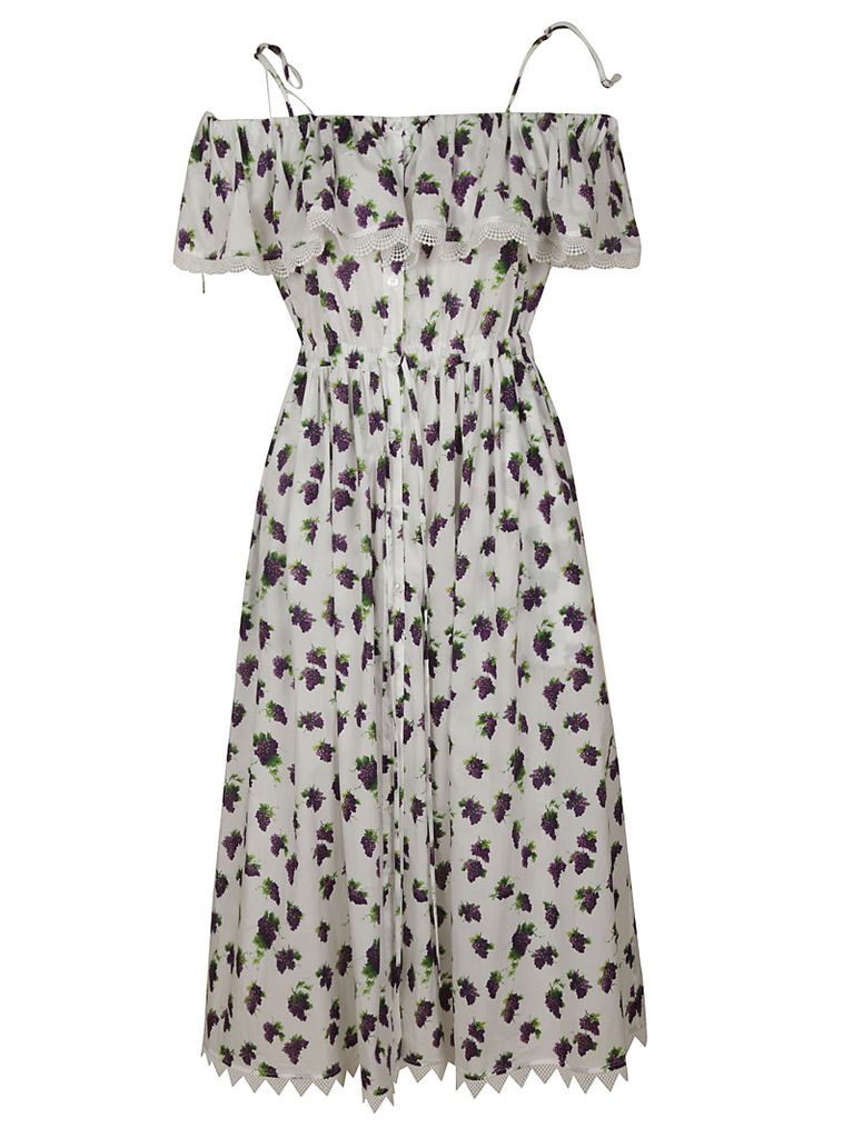 Grapes Print Pleated Dress