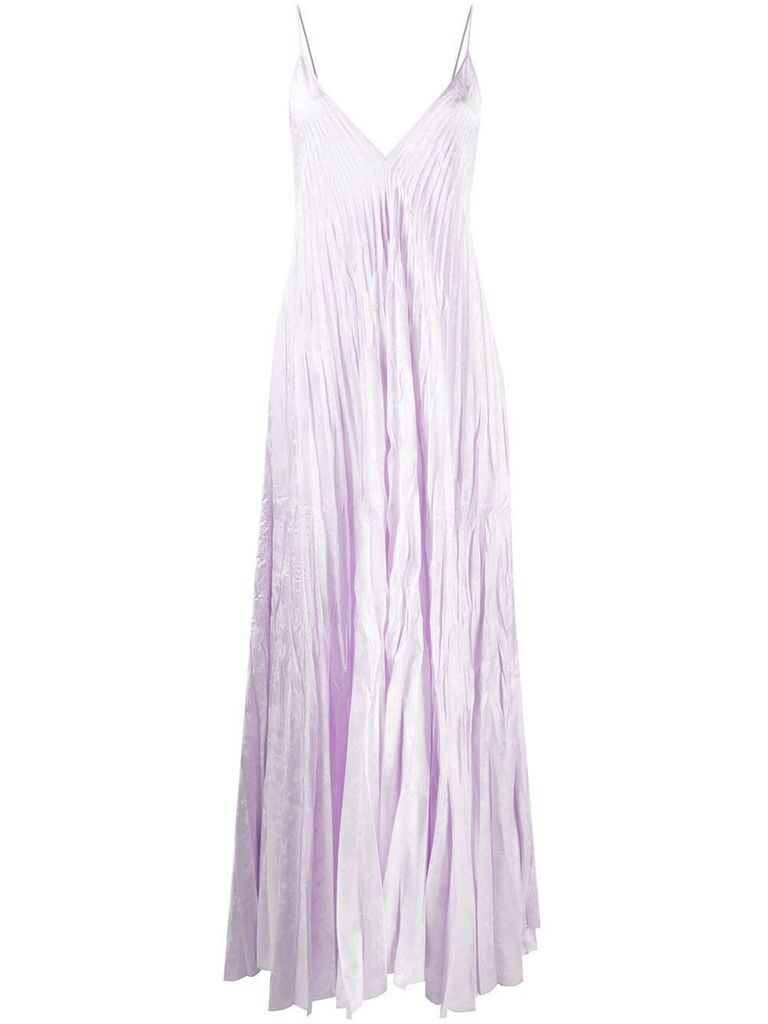 Lilac Pleated Long Dress