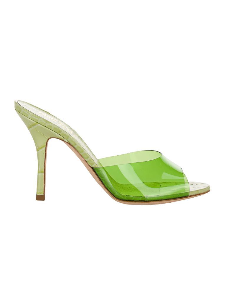 Croc-effect Leather And Pvc Sandals
