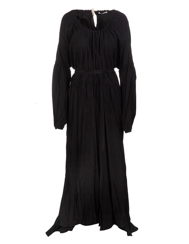 Woman Black Long Dress In Twill
