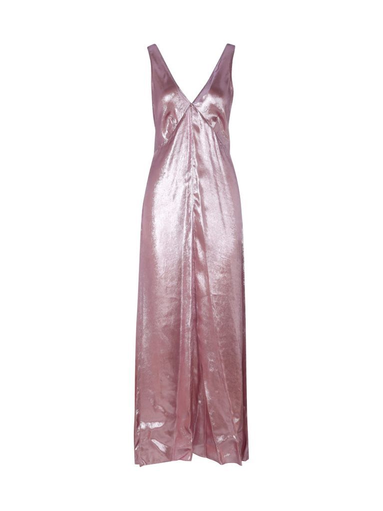 Plisse Satin Jacquard Dress