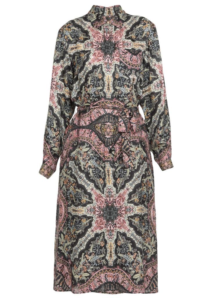 Long Chemisier Dress With Mirrored Paisley Print