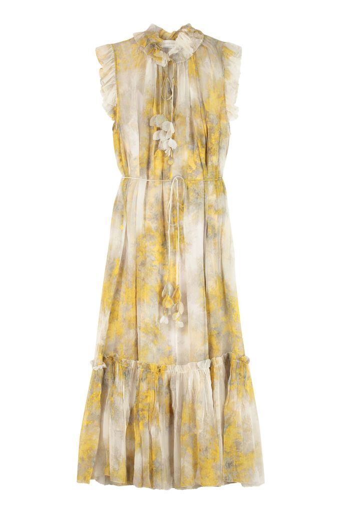 Floral Print Silk Midi Dress