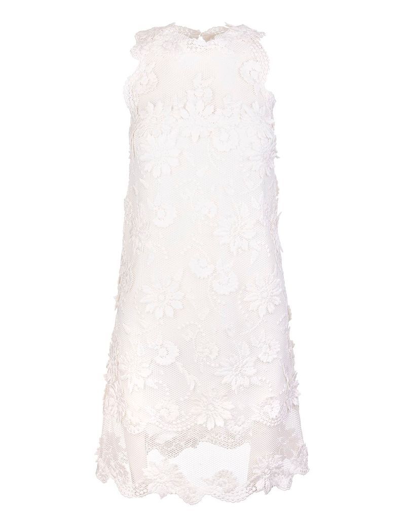 White Short Dress In Macrame Lace
