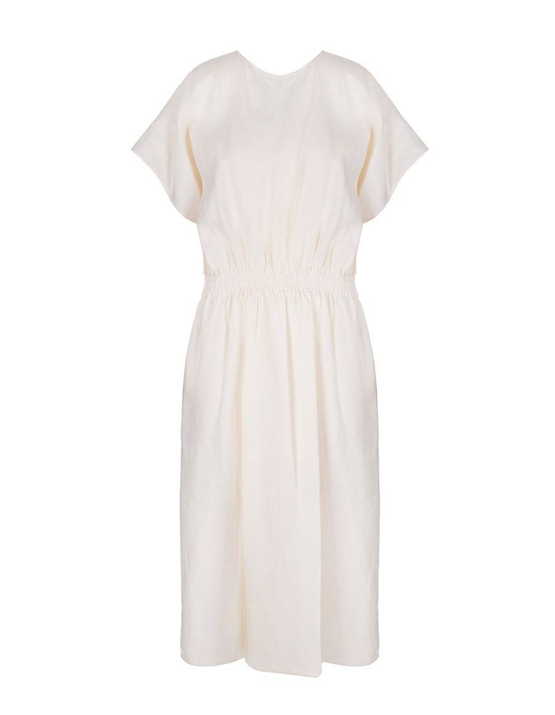 Ivory Linen Draped Linen Dress