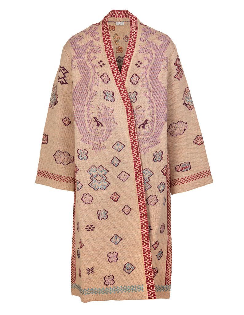 Geometric Embroidered Cardi-coat Woman
