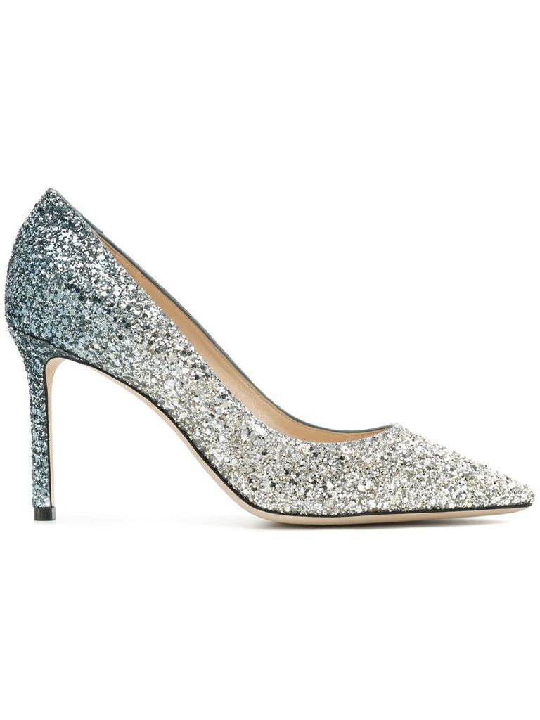 Silver And Blue Leather Romy Pumps
