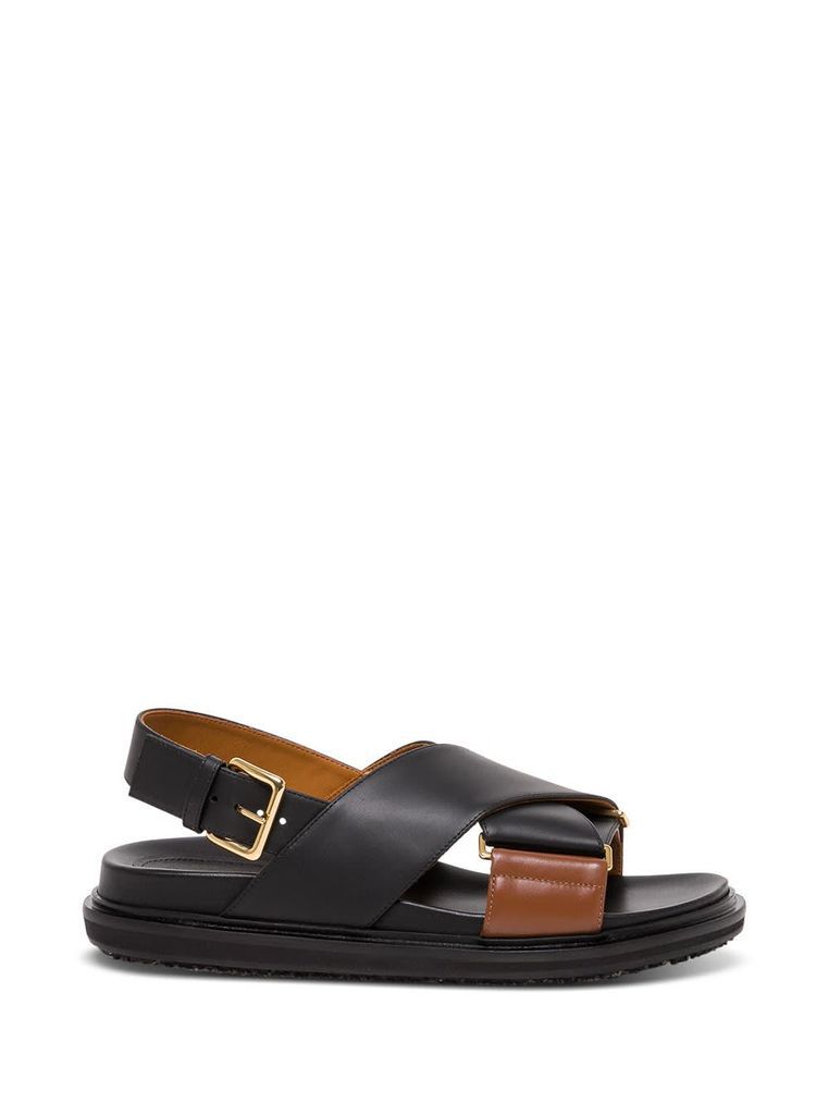 Crossed Sandals In Bicolor Leather