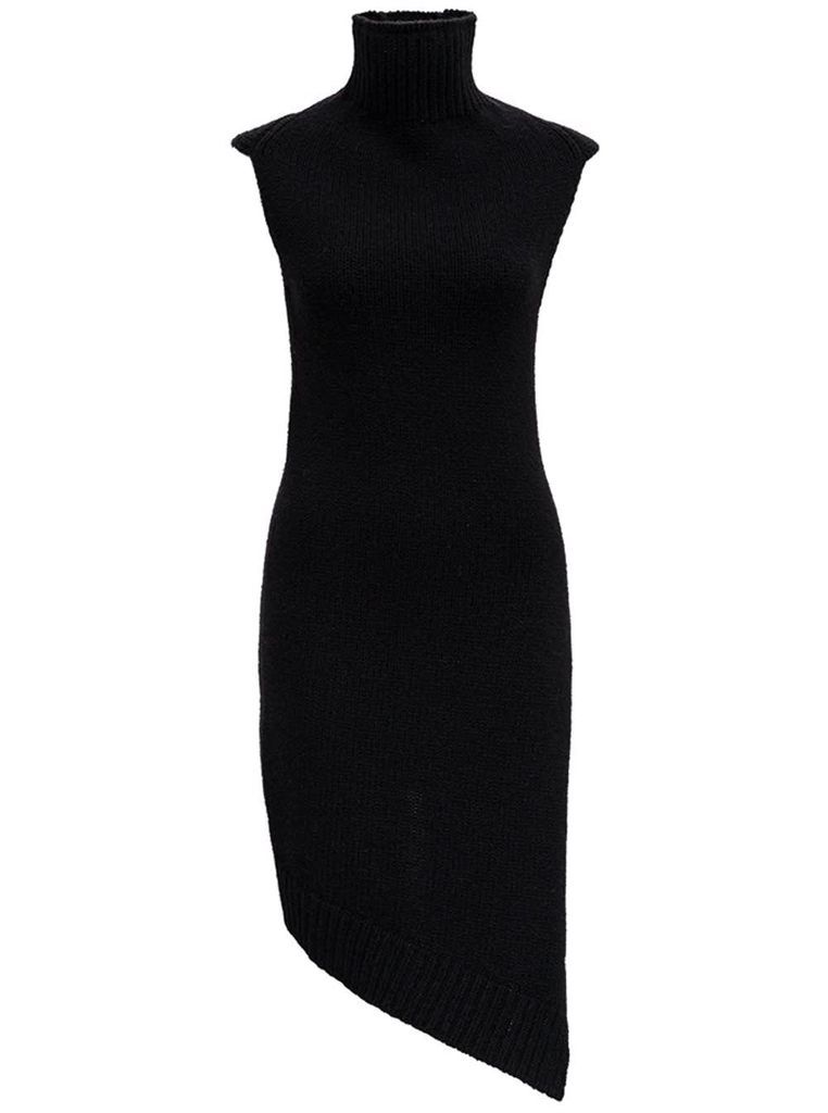 Asymmetrical Black Wool Dress