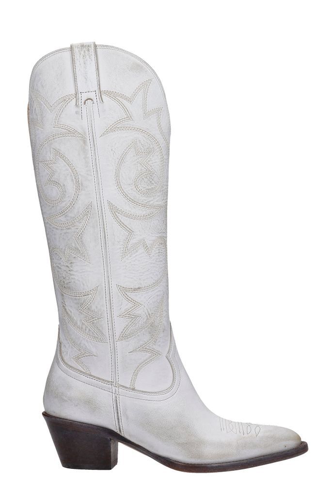 Texan Boots In White Leather