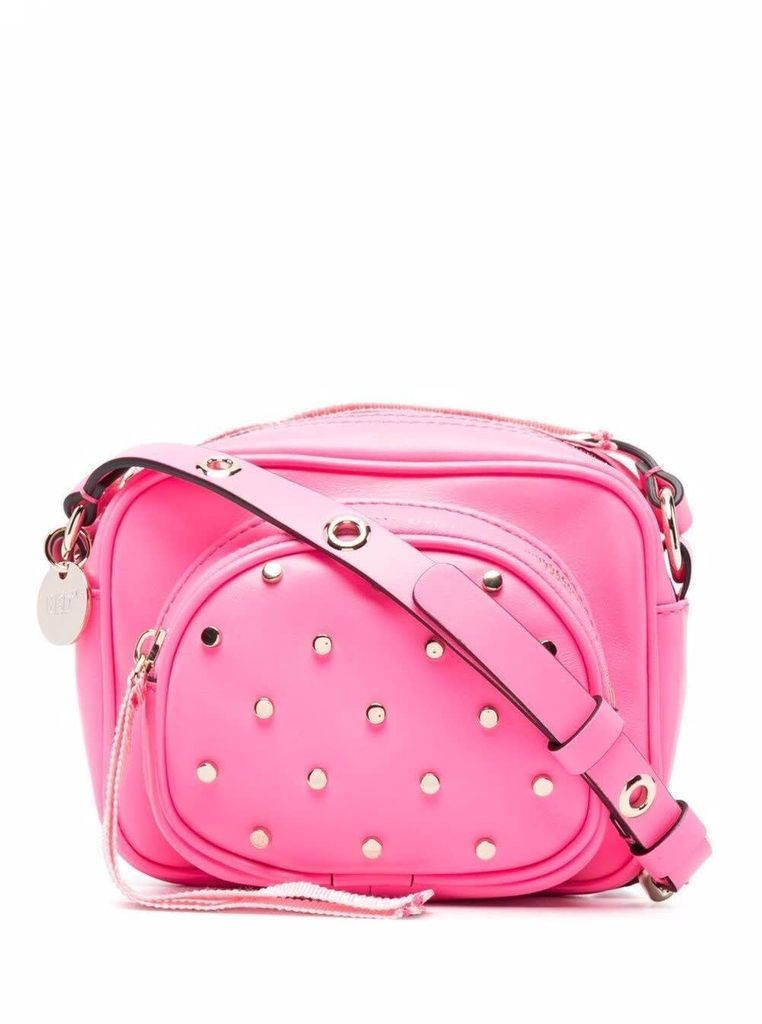 Pink Leather Crossbody Bag With Studs