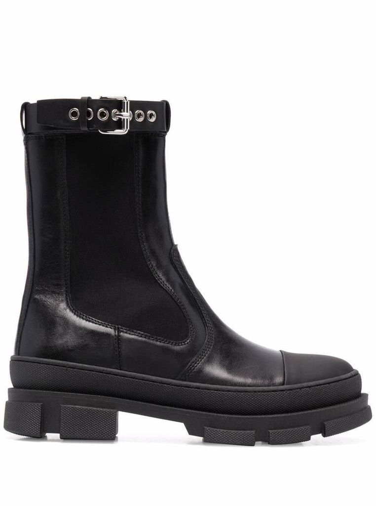 Black Leather Boots With Buckle