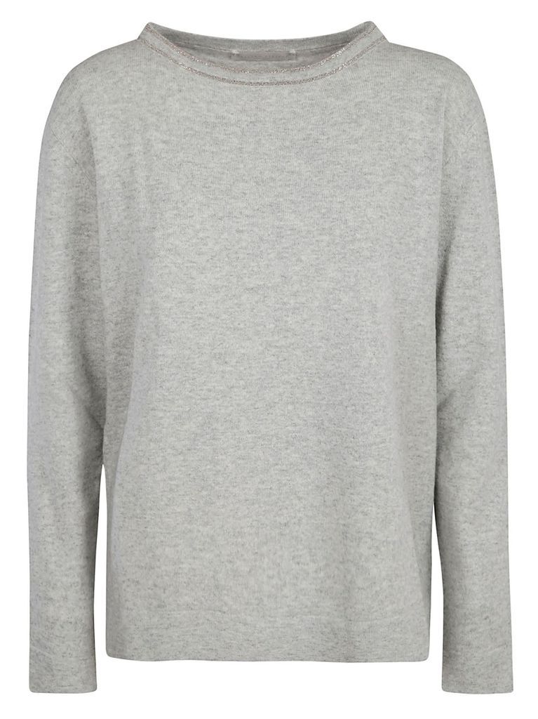Embellished Neckline Plain Sweater