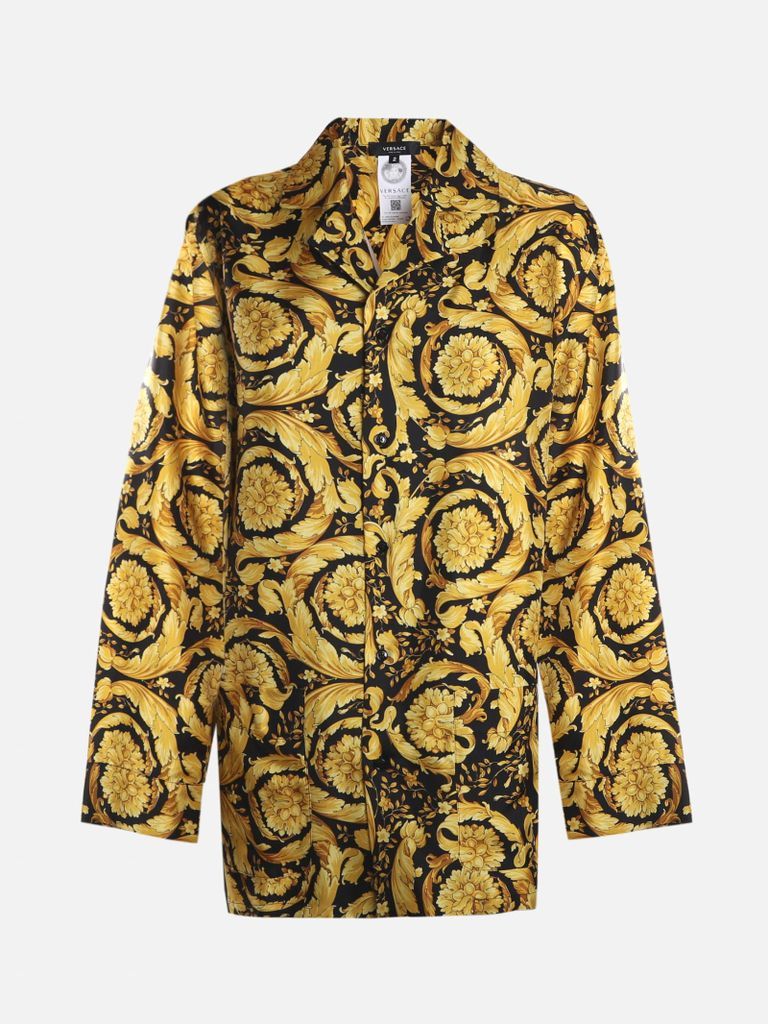 Silk Shirt With All-over Baroque Print