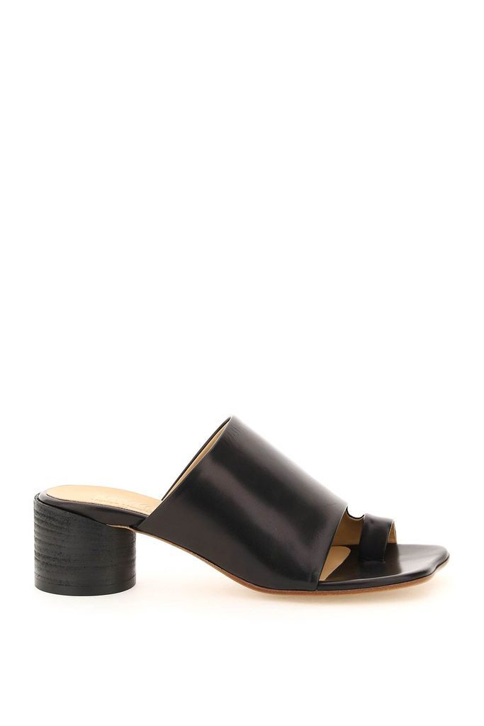 Thong Mules With Cylinder Heel