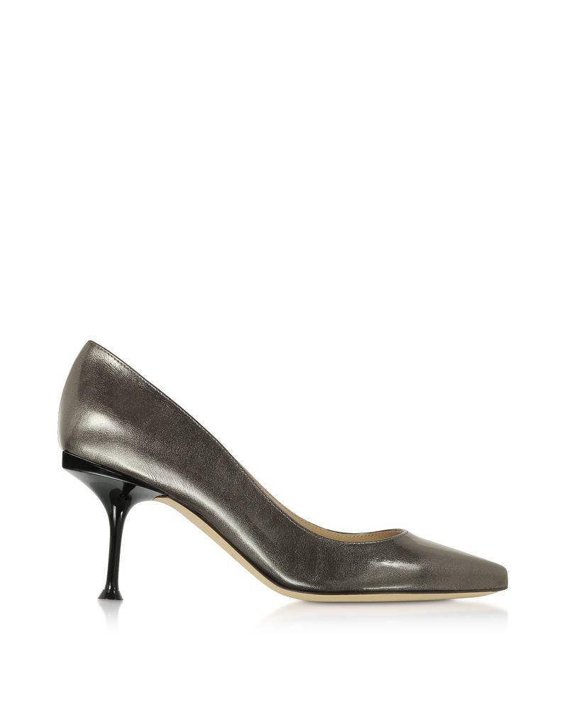 Glacee Anthracite Metallic Leather Pumps