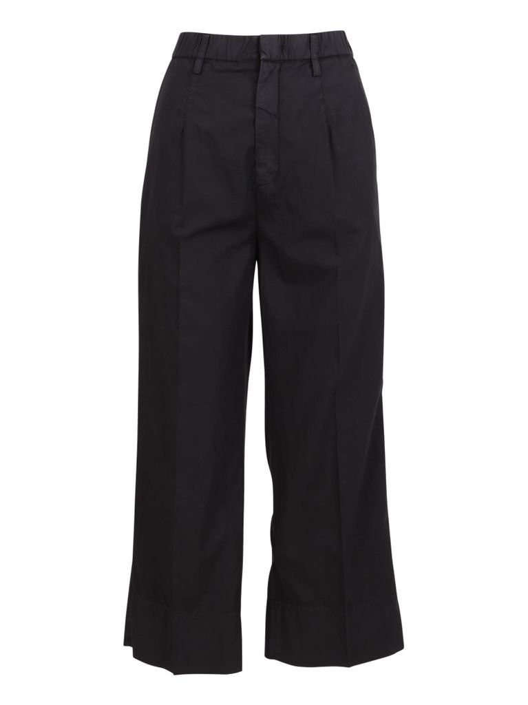 Wide Leg Flared Cotton Trousers