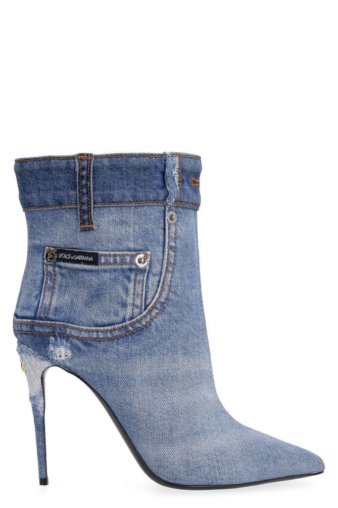 Dolce & Gabbana Denim Pointy-toe Ankle Boots