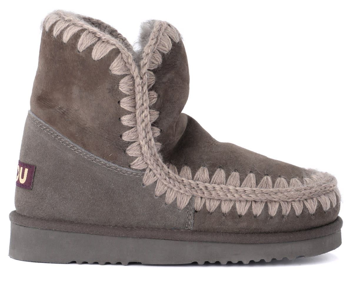 Mou Eskimo 18 Charcoal Gray Ankle Boot In Warm Double-faced Sheepskin